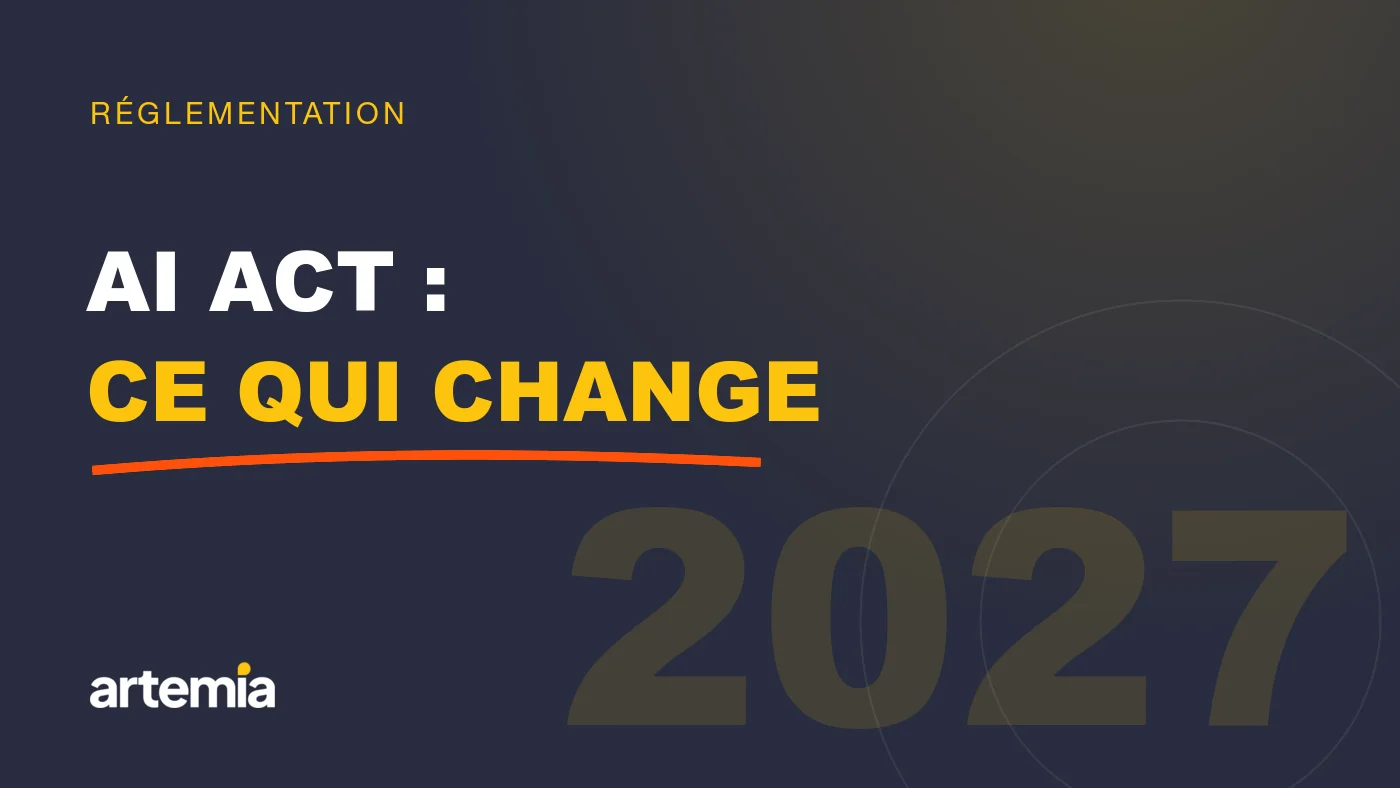 Visuel Artemia : « AI Act : ce qui change », sur fond marine.