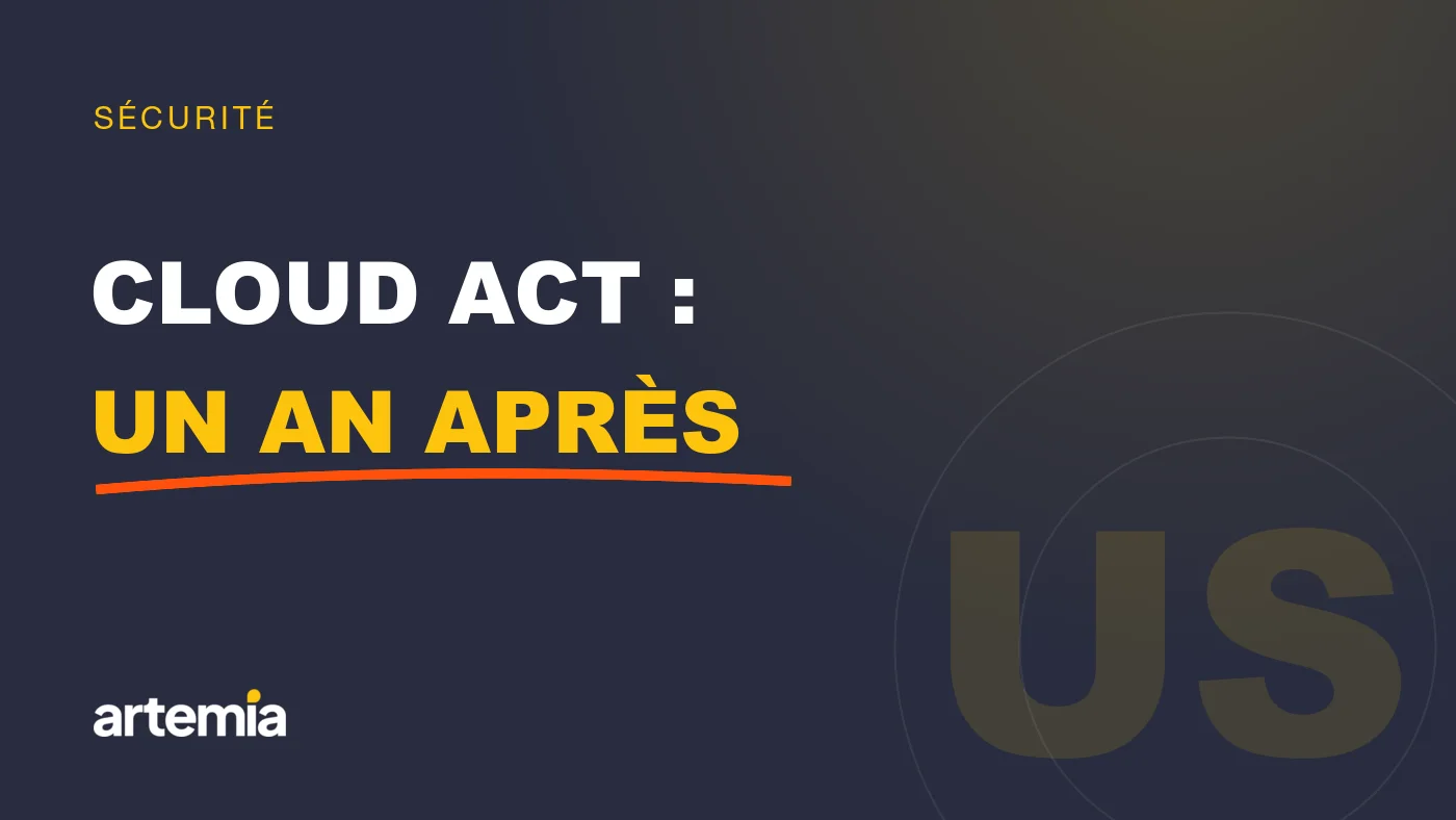 Visuel Artemia : « Cloud Act : un an après », sur fond marine.