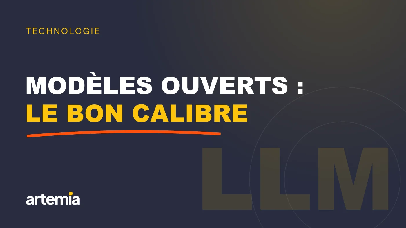 Visuel Artemia : « Modèles ouverts : le bon calibre », sur fond marine.