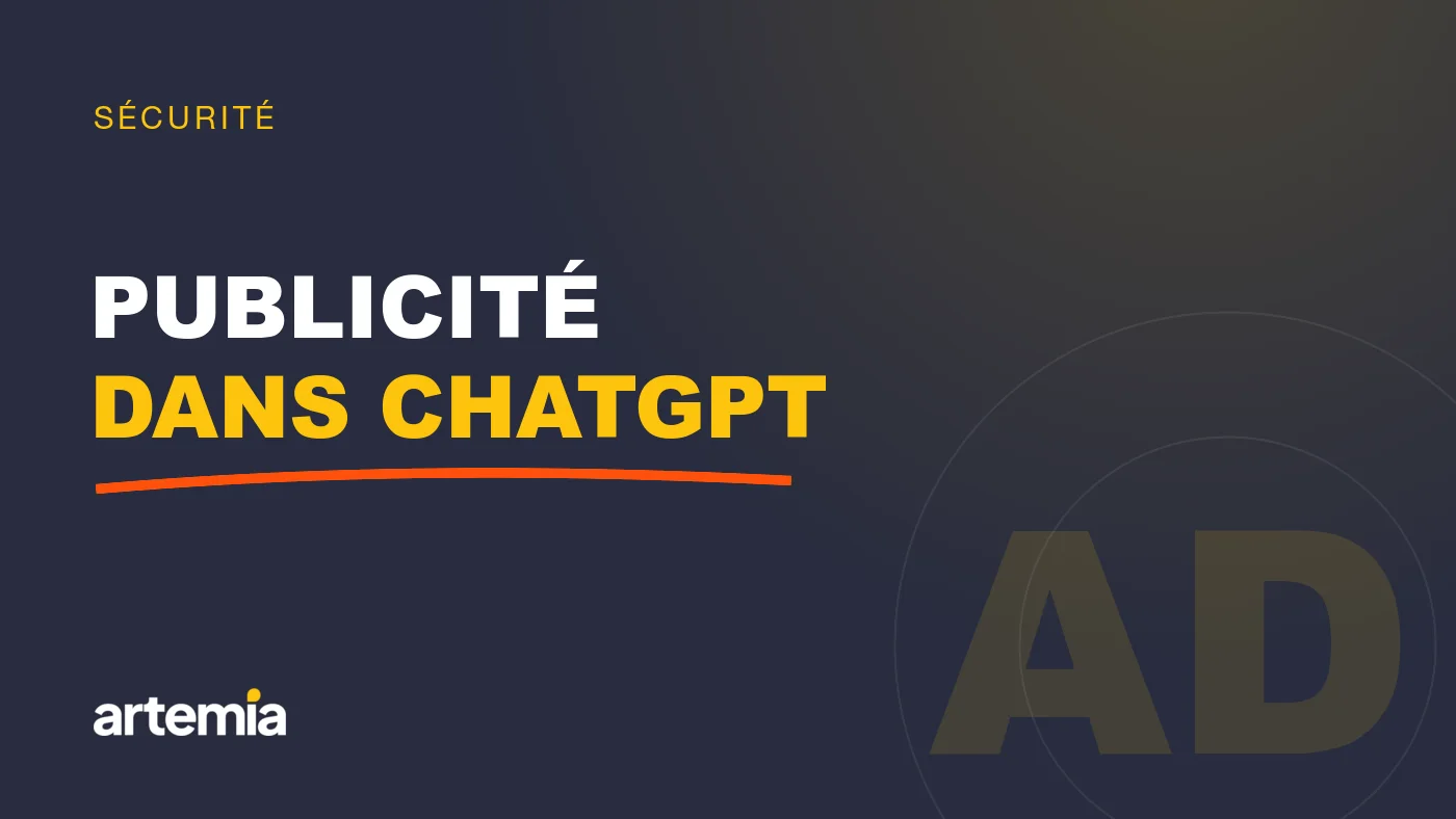 Visuel Artemia : « Publicité dans ChatGPT », sur fond marine.
