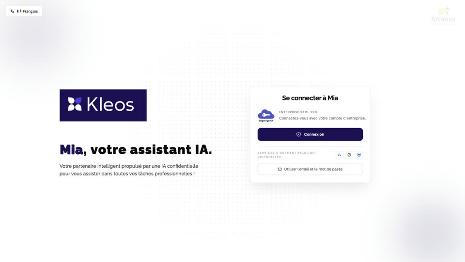 MIA login screen branded for Kleos